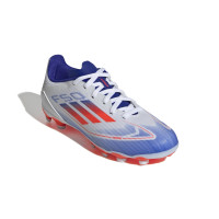 adidas F50 League Gazon Naturel Gazon Artificiel Chaussures de Foot (MG) Enfants Blanc Rouge Bleu