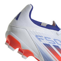 adidas F50 League Gazon Naturel Gazon Artificiel Chaussures de Foot (MG) Enfants Blanc Rouge Bleu