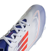 adidas F50 Club Gazon Naturel Gazon Artificiel Chaussures de Foot (FxG) Enfants Blanc Rouge Bleu