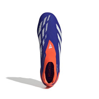 adidas Predator Elite Sans Lacets Gazon Naturel Chaussures de Foot (FG) Bleu Blanc Rouge
