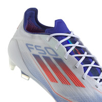 adidas F50 Elite Gazon Naturel Chaussures de Foot (FG) Blanc Rouge Bleu