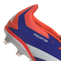 adidas Predator Elite FT Gazon Naturel Chaussures de Foot (FG) Enfants Bleu Blanc Rouge