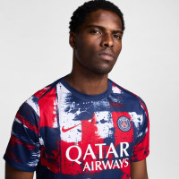 Nike Paris Saint-Germain Pre-Match Maillot d'Entraînement 2024-2025 Bleu Foncé Rouge