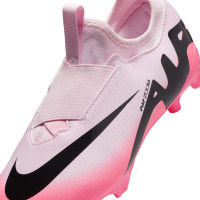 Nike Zoom Mercurial Vapor 15 Academy Sans Lacets Gazon Naturel Artificiel Chaussures de Foot (MG) Enfants Rose Clair Noir