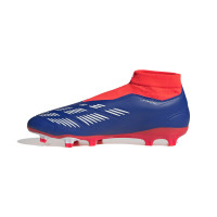 adidas Predator League Sans Lacets Gazon Naturel Chaussures de Foot (FG) Bleu Blanc Rouge