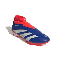 adidas Predator League Sans Lacets Gazon Naturel Chaussures de Foot (FG) Bleu Blanc Rouge