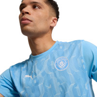 PUMA Manchester City Pre-Match Maillot d'Entraînement 2024-2025 Bleu Clair Blanc