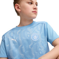 PUMA Manchester City Pre-Match Trainingsshirt 2024-2025 Kids Lichtblauw Wit