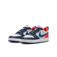 Nike Court Borough Low Recraft Baskets Enfants Blanc Bleu Foncé Bleu Orange