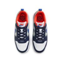 Nike Court Borough Low Recraft Baskets Enfants Blanc Bleu Foncé Bleu Orange