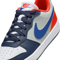 Nike Court Borough Low Recraft Baskets Enfants Blanc Bleu Foncé Bleu Orange