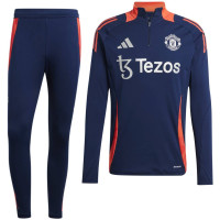 adidas Manchester United Survêtement 1/4-Zip 2024-2025 Bleu Foncé Rouge Argenté