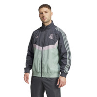 adidas Real Madrid Culturewear Trainingspak Woven Full-Zip 2024-2025 Donkergrijs Groen Paars