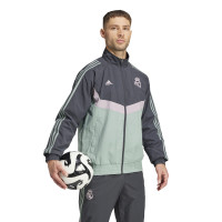 adidas Real Madrid Culturewear Survêtement Woven Full-Zip 2024-2025 Gris Foncé Vert Mauve