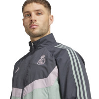 adidas Real Madrid Culturewear Trainingspak Woven Full-Zip 2024-2025 Donkergrijs Groen Paars