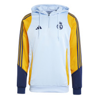 adidas Real Madrid Track Survêtement Sweat à Capuche 2024-2025 Bleu Clair Bleu Foncé Jaune