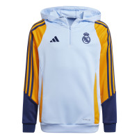 adidas Real Madrid Track Sweat à Capuche 2024-2025 Enfants Bleu Clair Jaune Bleu Foncé