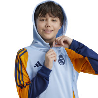 adidas Real Madrid Track Sweat à Capuche 2024-2025 Enfants Bleu Clair Jaune Bleu Foncé