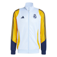 adidas Real Madrid Survêtement Full-Zip 2024-2025 Bleu Clair Bleu Foncé Jaune