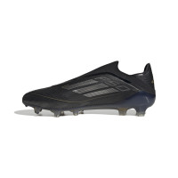 adidas F50 Elite Sans Lacets Gazon Naturel Chaussures de Foot (FG) Noir Gris Doré