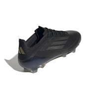 adidas F50 Elite Sans Lacets Gazon Naturel Chaussures de Foot (FG) Noir Gris Doré