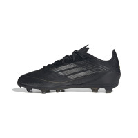 adidas F50 Pro Gazon Naturel Chaussures de Foot (FG) Enfants Noir Gris Doré