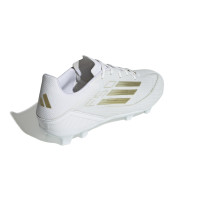 adidas F50 League Gazon Naturel Chaussures de Foot (FG) Blanc Doré