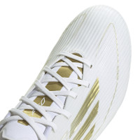 adidas F50 League Gazon Naturel Chaussures de Foot (FG) Blanc Doré