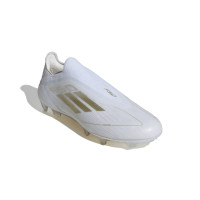 adidas F50 Elite Sans Lacets Gazon Naturel Chaussures de Foot (FG) Blanc Doré