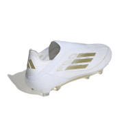 adidas F50 Elite Sans Lacets Gazon Naturel Chaussures de Foot (FG) Blanc Doré