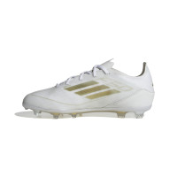 adidas F50 Pro Gazon Naturel Chaussures de Foot (FG) Enfants Blanc Doré