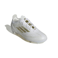 adidas F50 Pro Gazon Naturel Chaussures de Foot (FG) Enfants Blanc Doré