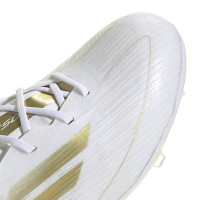 adidas F50 Pro Gazon Naturel Chaussures de Foot (FG) Enfants Blanc Doré