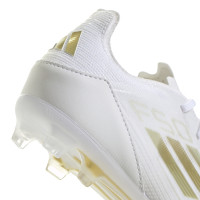 adidas F50 Pro Gazon Naturel Chaussures de Foot (FG) Enfants Blanc Doré