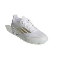 adidas F50 League Gazon Naturel Chaussures de Foot (FG) Enfants Blanc Doré