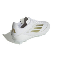 adidas F50 League Gazon Naturel Chaussures de Foot (FG) Enfants Blanc Doré