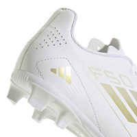 adidas F50 Club Gazon Naturel Gazon Artificiel Chaussures de Foot (FxG) Enfants Blanc Doré