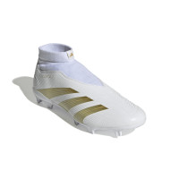 adidas Predator League Sans Lacets Gazon Naturel Chaussures de Foot (FG) Blanc Doré