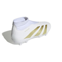 adidas Predator League Sans Lacets Gazon Naturel Chaussures de Foot (FG) Blanc Doré