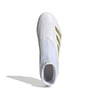 adidas Predator League Sans Lacets Gazon Naturel Chaussures de Foot (FG) Blanc Doré