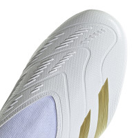 adidas Predator League Sans Lacets Gazon Naturel Chaussures de Foot (FG) Blanc Doré