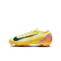 Nike Zoom Mercurial Vapor 16 Mbappé Pro Gras Voetbalschoenen (FG) Kids Geel Roze Oranje