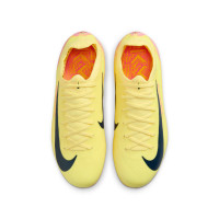 Nike Zoom Mercurial Vapor 16 Mbappé Pro Gazon Naturel Chaussures de Foot (FG) Enfants Jaune Rose Orange