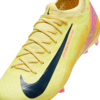 Nike Zoom Mercurial Vapor 16 Mbappé Pro Gazon Naturel Chaussures de Foot (FG) Enfants Jaune Rose Orange