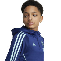 adidas Arsenal Track Sweat à Capuche 2024-2025 Enfants Bleu Foncé Bleu Clair