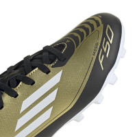 adidas F50 Messi Club Gazon Naturel Gazon Artificiel Chaussures de Foot (FxG) Enfants Doré Noir Blanc