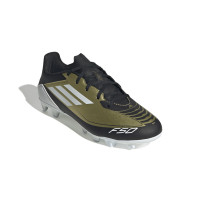 adidas F50 Messi Club Gazon Naturel Gazon Artificiel Chaussures de Foot (FxG) Doré Noir Blanc