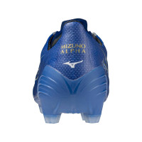 Mizuno Alpha Elite Gazon Naturel Chaussures de Foot (FG) Bleu Blanc Doré