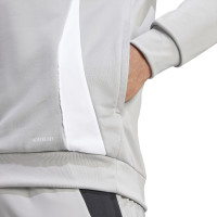 Haut d'entraînement à capuche adidas Tiro 24 1/4-Zip gris blanc