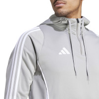 Survêtement à capuche adidas Tiro 24 à fermeture éclair 1/4 gris blanc